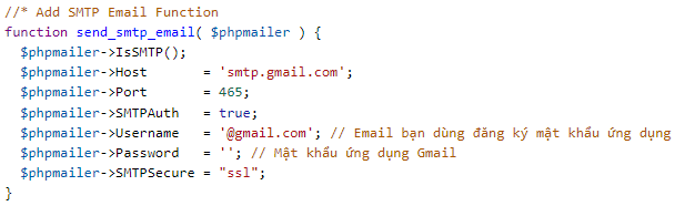 Cấu hình SMTP Gmail không sử dụng plugin